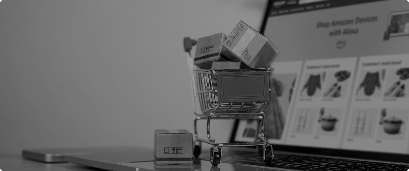 E-commerce shopping cart with packages representing retail analytics and AI-powered customer insights for digital commerce