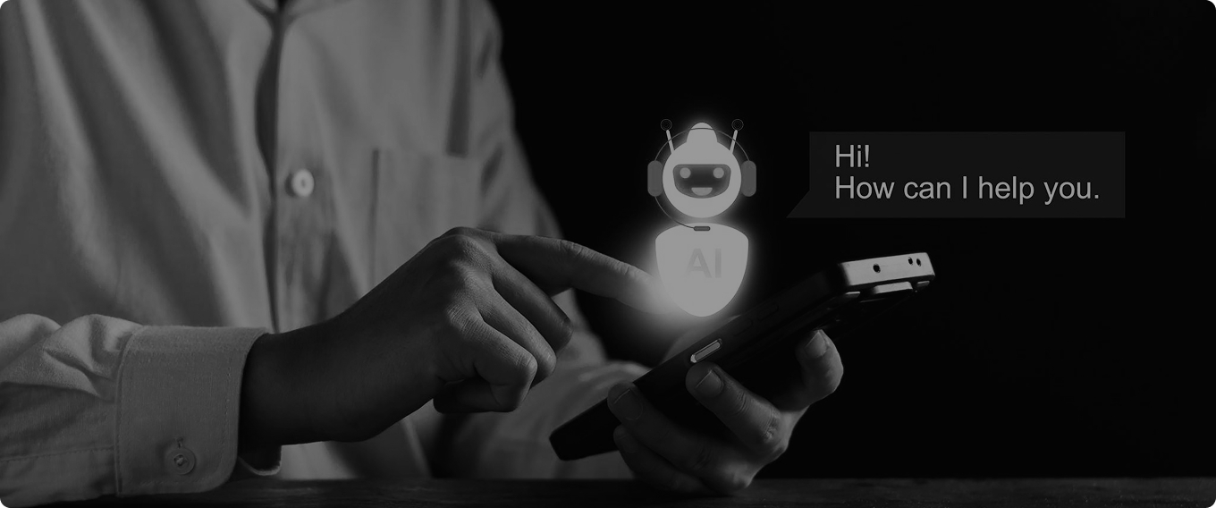 Business professional interacting with AI chatbot on mobile device for enterprise customer service and automated assistance