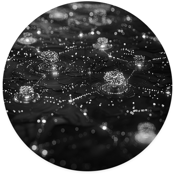 Connected data ecosystem with processing nodes showing enterprise AI infrastructure and scalable analytics solutions