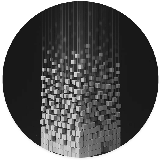 Modular data blocks forming cloud infrastructure representing scalable AI solutions and enterprise data transformation